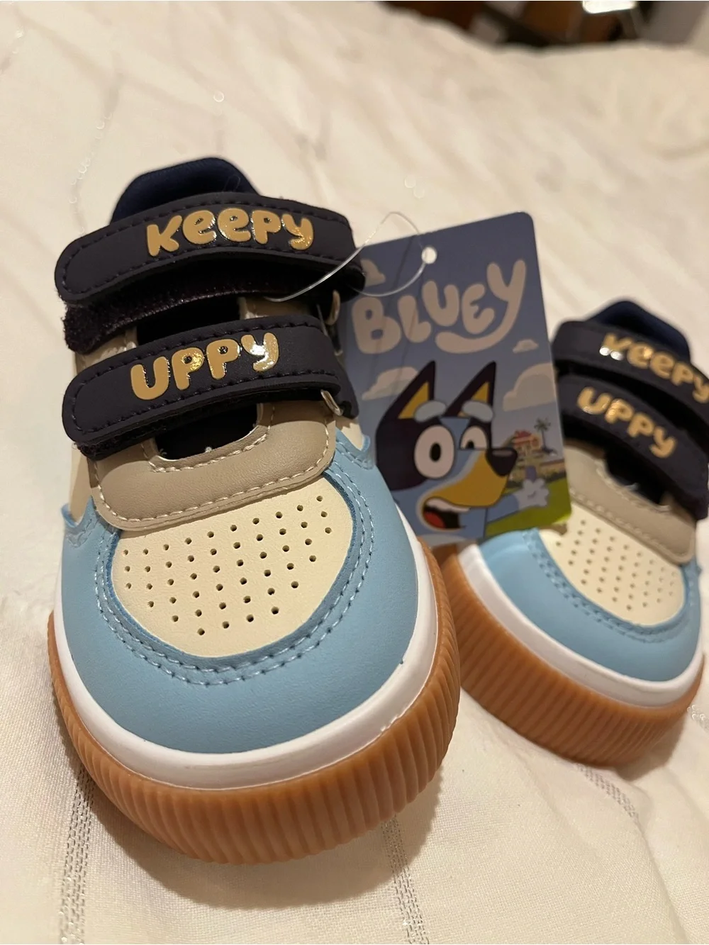 Keepy Uppy Kids Blue and Cream Velcro Sneakers